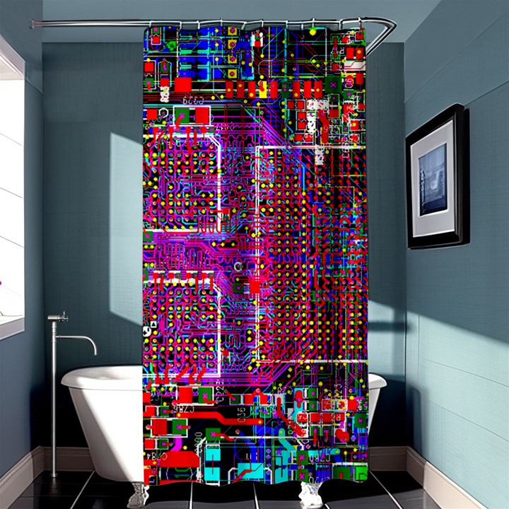 Technology Circuit Board Layout Pattern Shower Curtain 36  x 72  (Stall) 