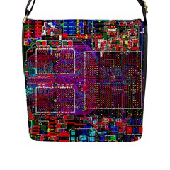 Technology Circuit Board Layout Pattern Flap Messenger Bag (l)  by BangZart