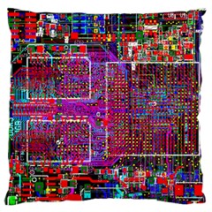 Technology Circuit Board Layout Pattern Large Flano Cushion Case (two Sides) by BangZart