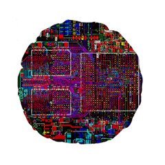 Technology Circuit Board Layout Pattern Standard 15  Premium Flano Round Cushions by BangZart