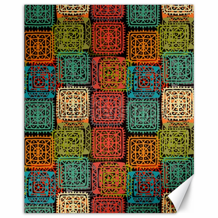 Stract Decorative Ethnic Seamless Pattern Aztec Ornament Tribal Art Lace Folk Geometric Background C Canvas 11  x 14  