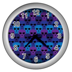 Skull Pattern Wallpaper Wall Clocks (silver)  by BangZart