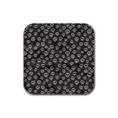 Skull Halloween Background Texture Rubber Square Coaster (4 Pack)  by BangZart