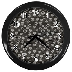 Skull Halloween Background Texture Wall Clocks (black) by BangZart