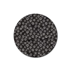 Skull Halloween Background Texture Rubber Round Coaster (4 Pack)  by BangZart