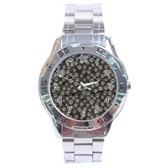 Skull Halloween Background Texture Stainless Steel Analogue Watch by BangZart