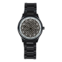 Skull Halloween Background Texture Stainless Steel Round Watch by BangZart