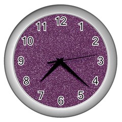 Purple Colorful Glitter Texture Pattern Wall Clocks (silver)  by paulaoliveiradesign