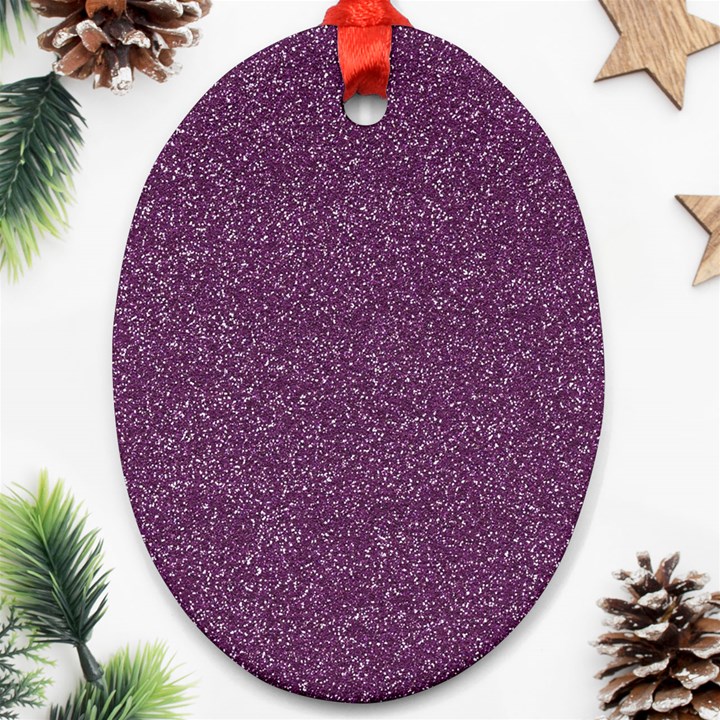 Purple Colorful Glitter Texture Pattern Oval Ornament (Two Sides)