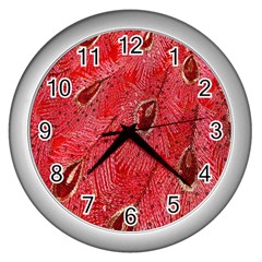 Red Peacock Floral Embroidered Long Qipao Traditional Chinese Cheongsam Mandarin Wall Clocks (silver)  by BangZart