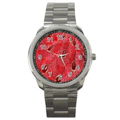 Red Peacock Floral Embroidered Long Qipao Traditional Chinese Cheongsam Mandarin Sport Metal Watch by BangZart