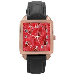 Red Peacock Floral Embroidered Long Qipao Traditional Chinese Cheongsam Mandarin Rose Gold Leather Watch  by BangZart