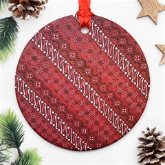 Red Batik Background Vector Ornament (round) by BangZart