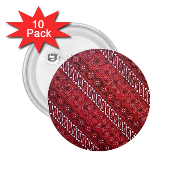 Red Batik Background Vector 2.25  Buttons (10 pack) 