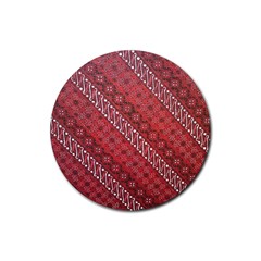 Red Batik Background Vector Rubber Coaster (round)  by BangZart