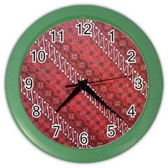 Red Batik Background Vector Color Wall Clocks by BangZart