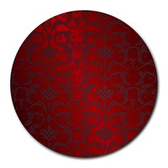 Red Dark Vintage Pattern Round Mousepads by BangZart