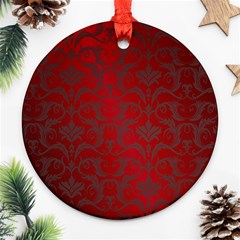 Red Dark Vintage Pattern Ornament (round) by BangZart