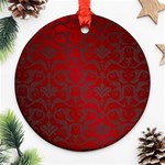 Red Dark Vintage Pattern Ornament (Round) Front