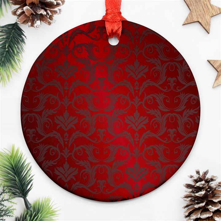 Red Dark Vintage Pattern Ornament (Round)