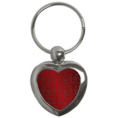 Red Dark Vintage Pattern Key Chains (heart)  by BangZart