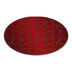 Red Dark Vintage Pattern Oval Magnet by BangZart