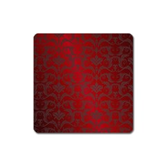 Red Dark Vintage Pattern Square Magnet by BangZart