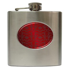 Red Dark Vintage Pattern Hip Flask (6 Oz) by BangZart