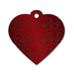 Red Dark Vintage Pattern Dog Tag Heart (two Sides) by BangZart