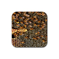 Queen Cup Honeycomb Honey Bee Rubber Coaster (square)  by BangZart