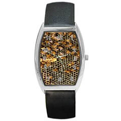 Queen Cup Honeycomb Honey Bee Barrel Style Metal Watch by BangZart