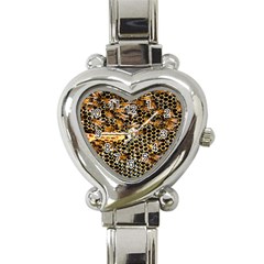 Queen Cup Honeycomb Honey Bee Heart Italian Charm Watch by BangZart