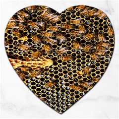 Queen Cup Honeycomb Honey Bee Jigsaw Puzzle (heart) by BangZart