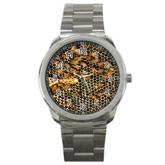 Queen Cup Honeycomb Honey Bee Sport Metal Watch by BangZart