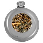 Queen Cup Honeycomb Honey Bee Round Hip Flask (5 oz) Front