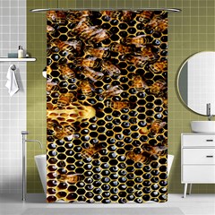 Queen Cup Honeycomb Honey Bee Shower Curtain 48  X 72  (small)  by BangZart