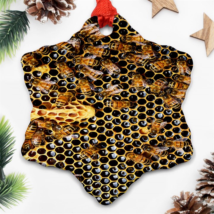 Queen Cup Honeycomb Honey Bee Ornament (Snowflake)