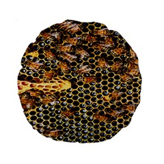 Queen Cup Honeycomb Honey Bee Standard 15  Premium Round Cushions by BangZart