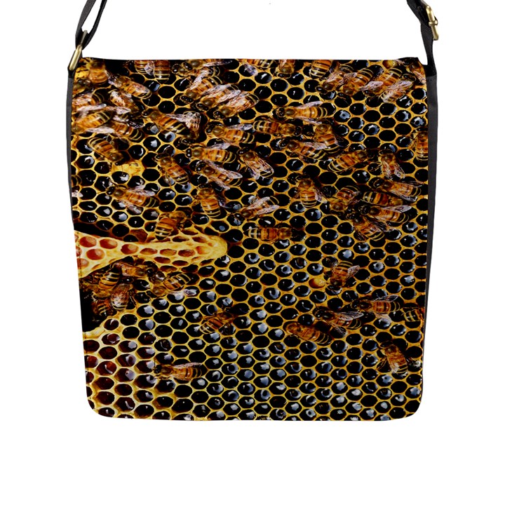 Queen Cup Honeycomb Honey Bee Flap Messenger Bag (L) 