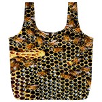 Queen Cup Honeycomb Honey Bee Full Print Recycle Bags (L)  Front