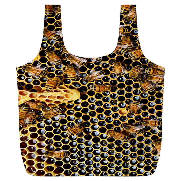 Queen Cup Honeycomb Honey Bee Full Print Recycle Bags (L) 