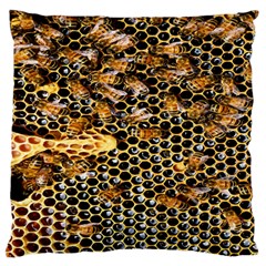 Queen Cup Honeycomb Honey Bee Large Flano Cushion Case (one Side) by BangZart