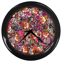 Psychedelic Flower Wall Clocks (black) by BangZart