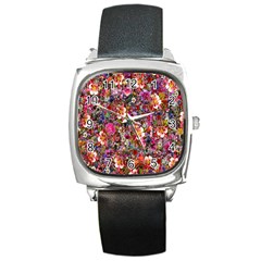 Psychedelic Flower Square Metal Watch by BangZart