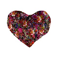 Psychedelic Flower Standard 16  Premium Flano Heart Shape Cushions by BangZart