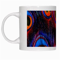 Pretty Peacock Feather White Mugs by BangZart