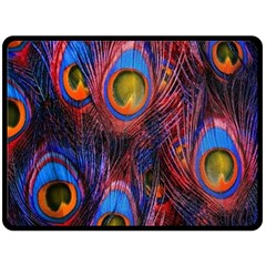 Pretty Peacock Feather Fleece Blanket (large)  by BangZart