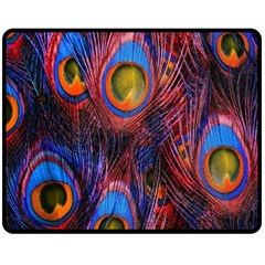 Pretty Peacock Feather Fleece Blanket (medium)  by BangZart