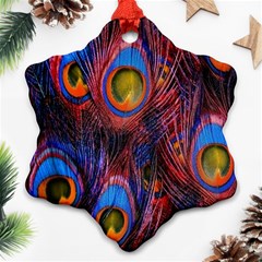 Pretty Peacock Feather Ornament (snowflake) by BangZart