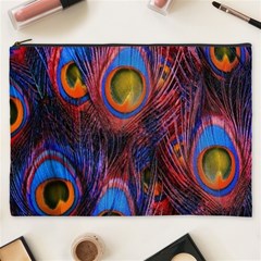 Pretty Peacock Feather Cosmetic Bag (xxxl)  by BangZart